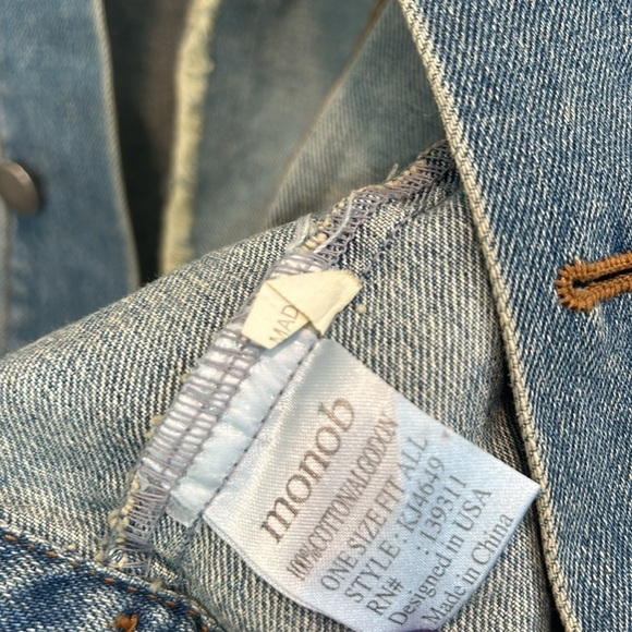 MONO B DENIM VEST FADED WASH STUDDED SPIKE CROSS BACK DENIM VEST one size - Picture 6 of 8